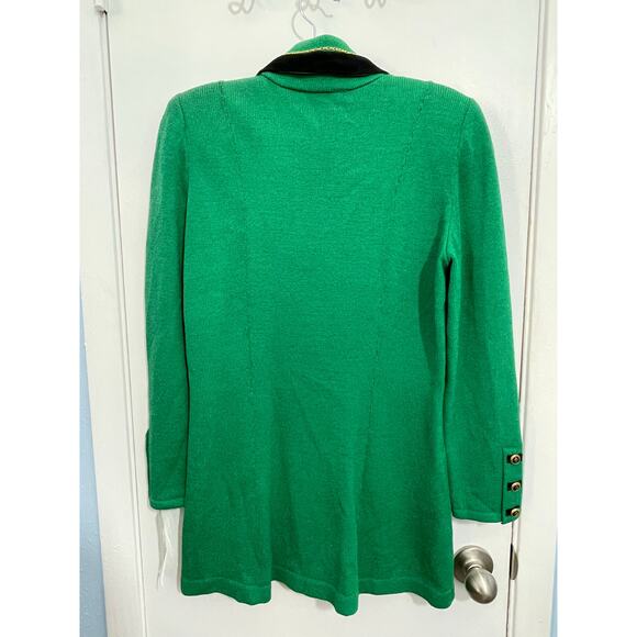 Toula Santana Knit Jacket Size 4 Kelly Green Wool Blend Fleur De Lis Button NWT - Picture 4 of 7